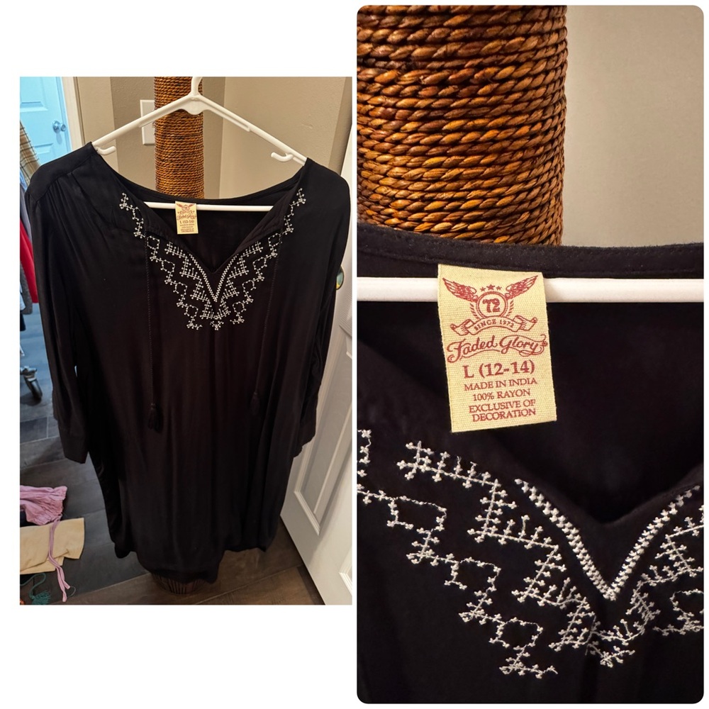 Faded Glory Black Dress with White Stitching